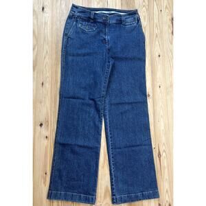 VTG Y2K Duck Head Jeans Women 8 Slash Pocket Wide Leg Denim Trousers Stretch